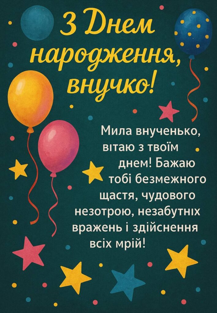 Привітання з днем народження внучці 